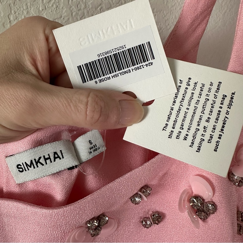NWT SIMKHAI Ziva Embellished Crepe Mini Dress SZ US 6 - Picture 8 of 10